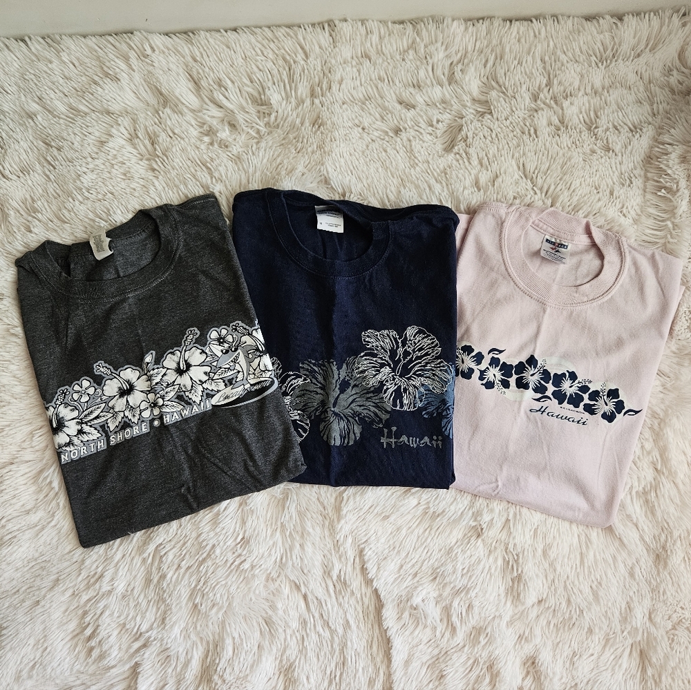 Hawaii Graphic T-Shirts - Pink, Navy, Gray